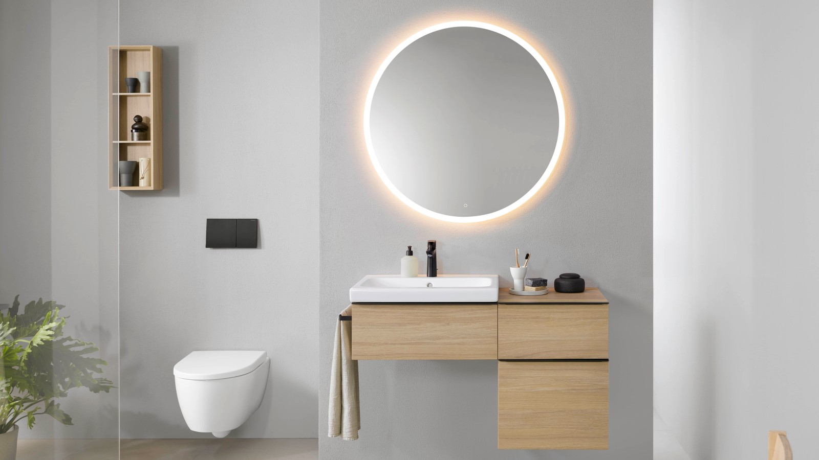 Option Round -tasopeili valaistuksella Option Round -tasopeili valaistuksella