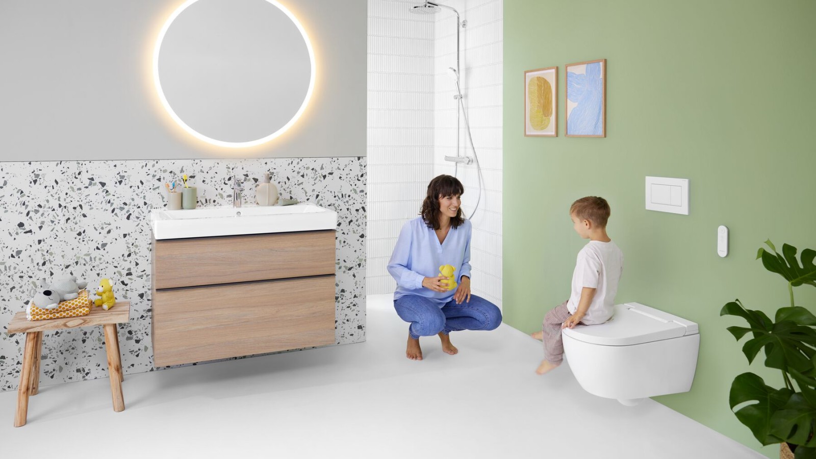 Geberit AquaClean Alba -pesu-wc-istuin kylpyhuoneessa