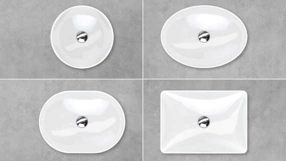 Geberit VariForm -pesualtaita eri muodoissa Geberit VariForm -pesualtaita eri muodoissa