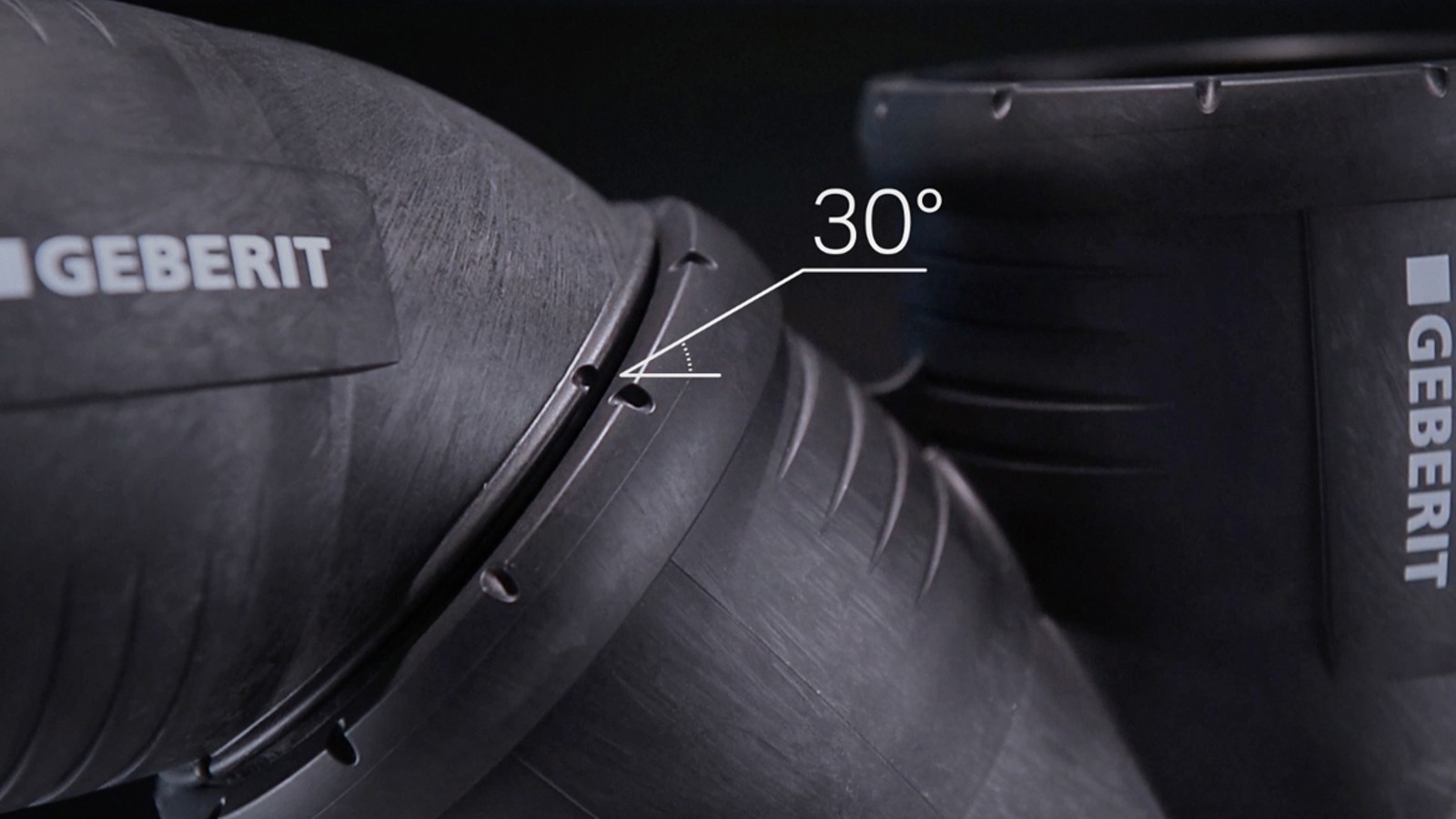 30° -merkintä Geberit Silent-Pro -yhteessä 30° -merkintä Geberit Silent-Pro -yhteessä