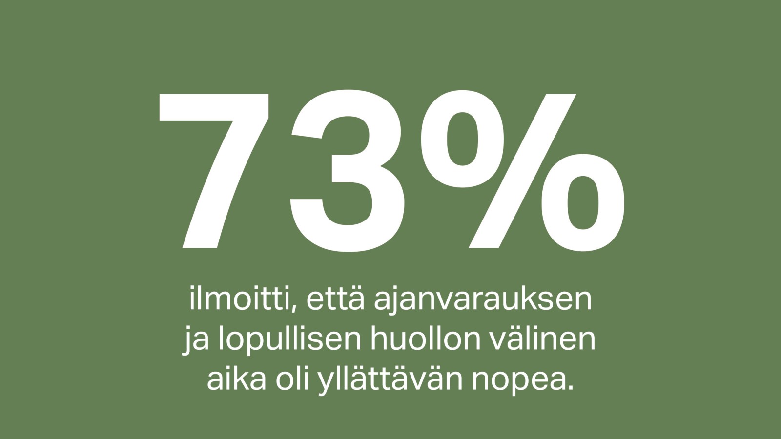 73 % asiakkaista arvioi ajanvarauksen ja huollon tekemisen välisen ajan nopeaksi tai poikkeuksellisen nopeaksi.