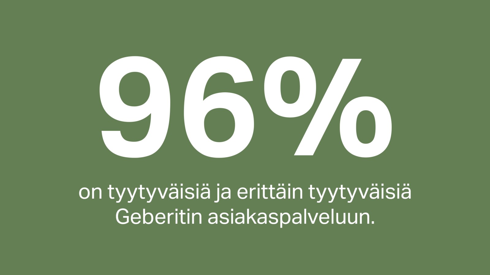 96 % asiakkaista on tyytyväinen tai erittäin tyytyväinen Geberitin asiakaspalveluun