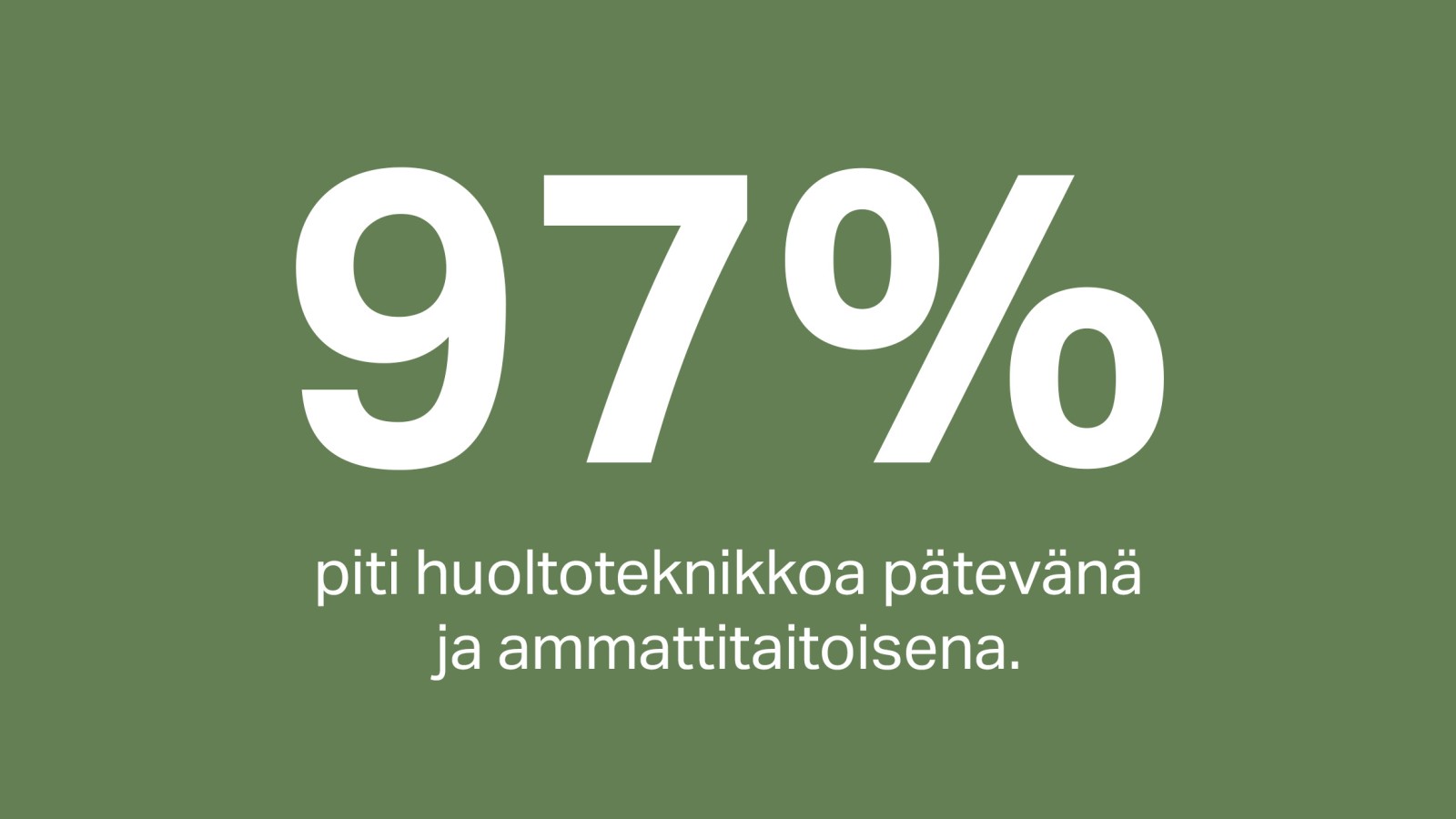 97 % asiakkaista piti huoltoteknikkoaan kokeneena ja ammattitaitoisena.