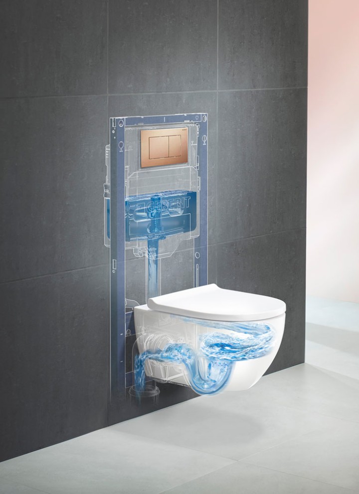 Geberit -wc-ratkaisu. Acanto-WC TurboFlush -huuhtelulla ja Geberit Sigma40 -huuhtelupainike Geberit -wc-ratkaisu. Acanto-WC TurboFlush -huuhtelulla ja Geberit Sigma40 -huuhtelupainike
