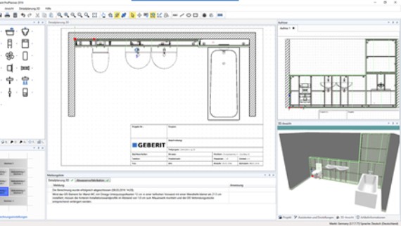 Yksityiskohtainen 3D-suunnittelu Geberit ProPlannerissa