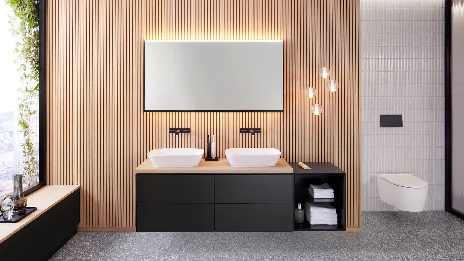 Large mirror with top light