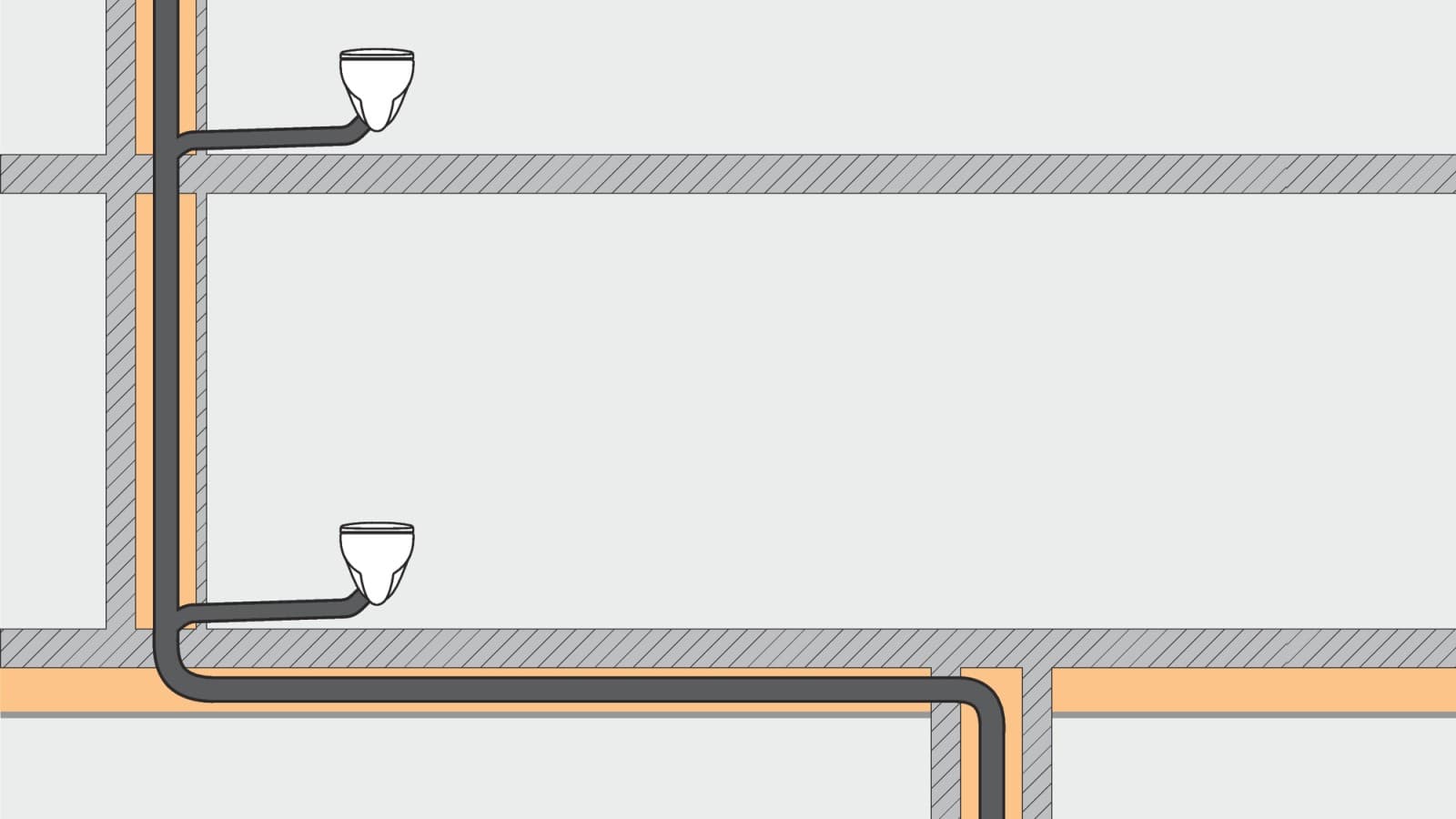 Geberit Silent-Pro SuperTuben ansiosta paineentasaushaaraa ei tarvita ja sivuttaissiirto voidaan toteuttaa ilman kaatoa. Geberit Silent-Pro SuperTuben ansiosta paineentasaushaaraa ei tarvita ja sivuttaissiirto voidaan toteuttaa ilman kaatoa.