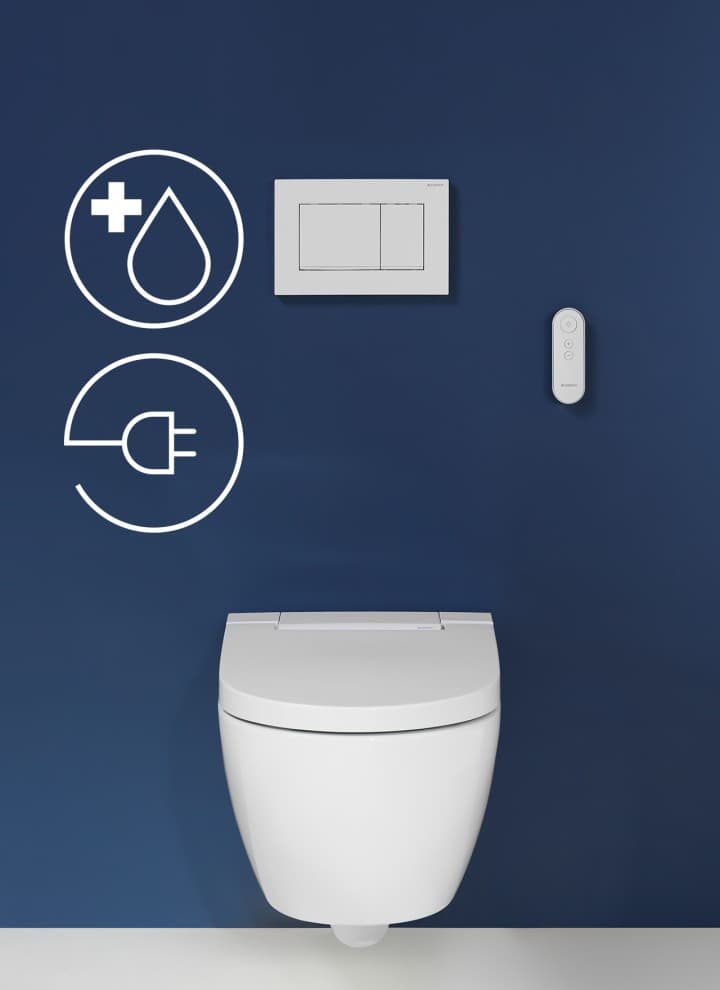 Geberit AquaClean -pesu-wc-istuimet vaativat sähkö- ja vesikytkennän Geberit AquaClean -pesu-wc-istuimet vaativat sähkö- ja vesikytkennän