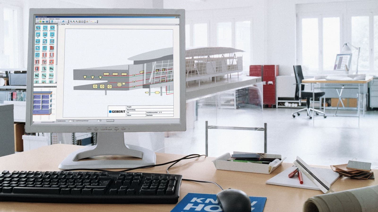 Tietokonenäyttö ja Geberit ProPlanner Tietokonenäyttö ja Geberit ProPlanner